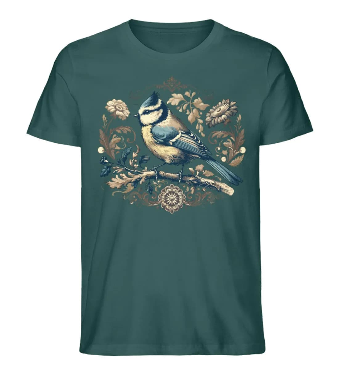 Blaumeise Retroblumen - Herren Premium Bio Shirt