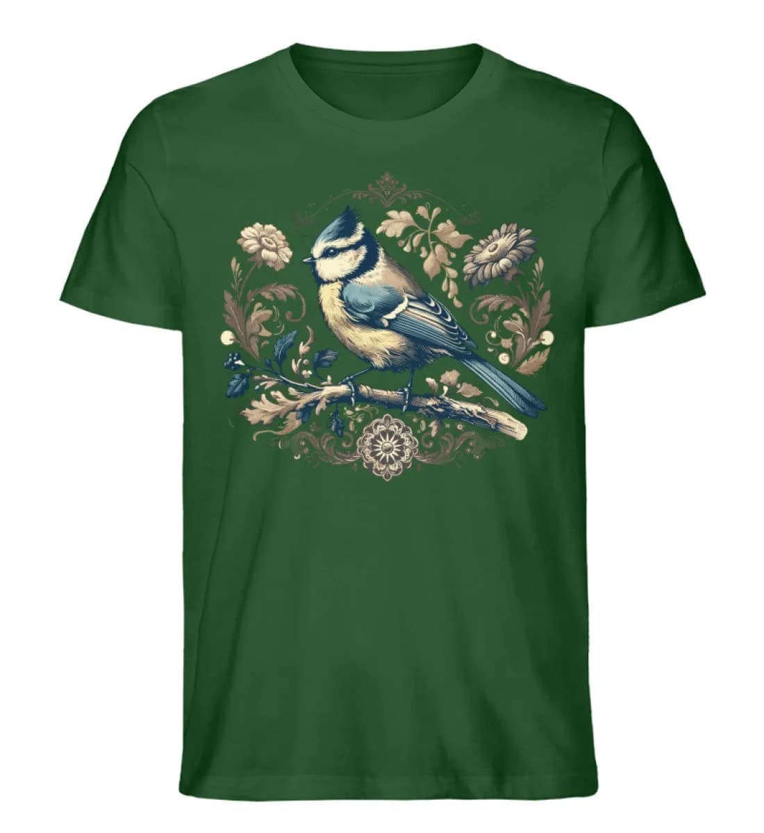 Blaumeise Retroblumen - Herren Premium Bio Shirt