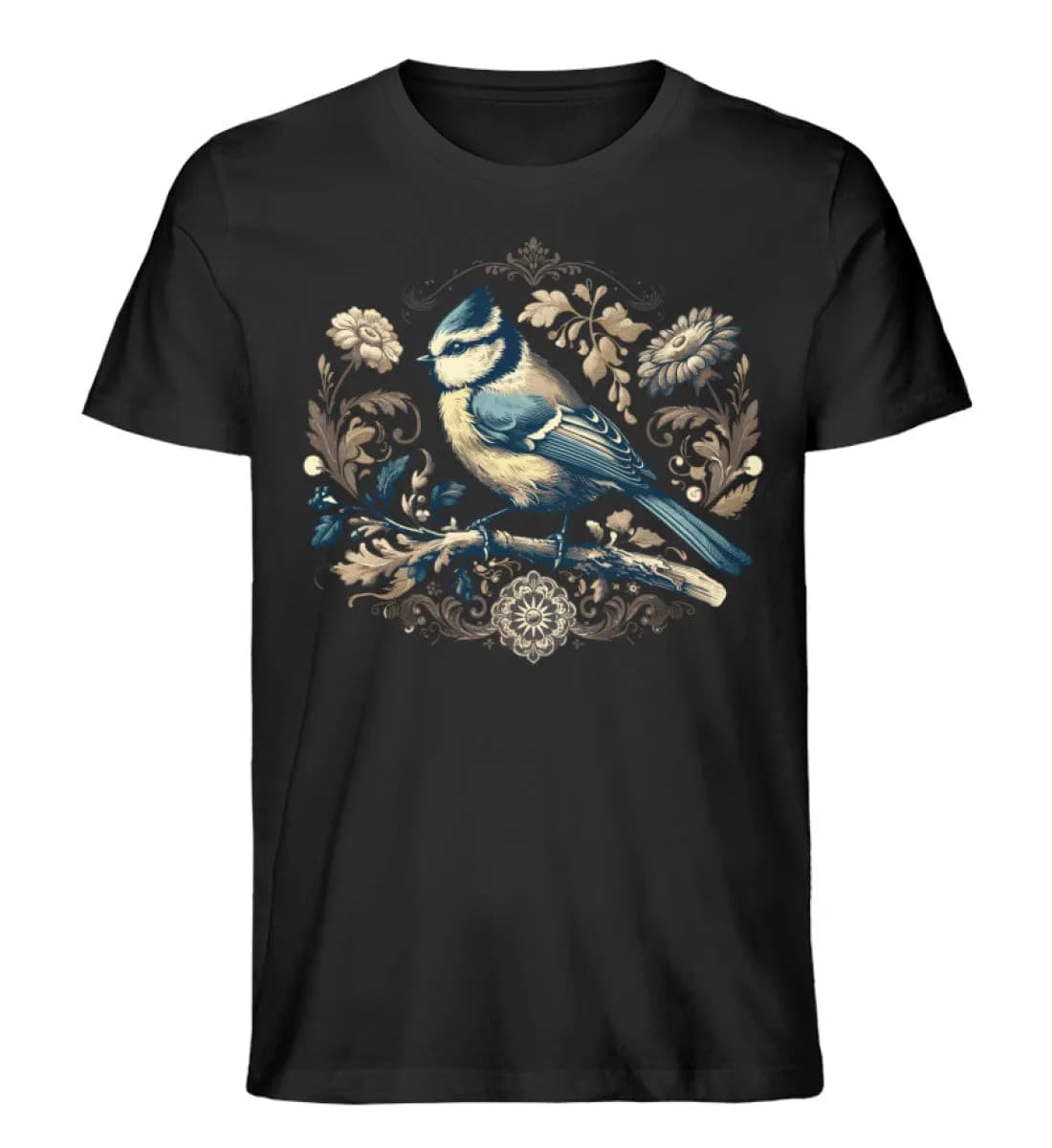 Blaumeise Retroblumen - Herren Premium Bio Shirt
