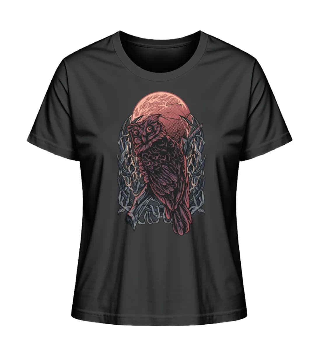 Eule Blutmond - Damen Premium Bio Shirt