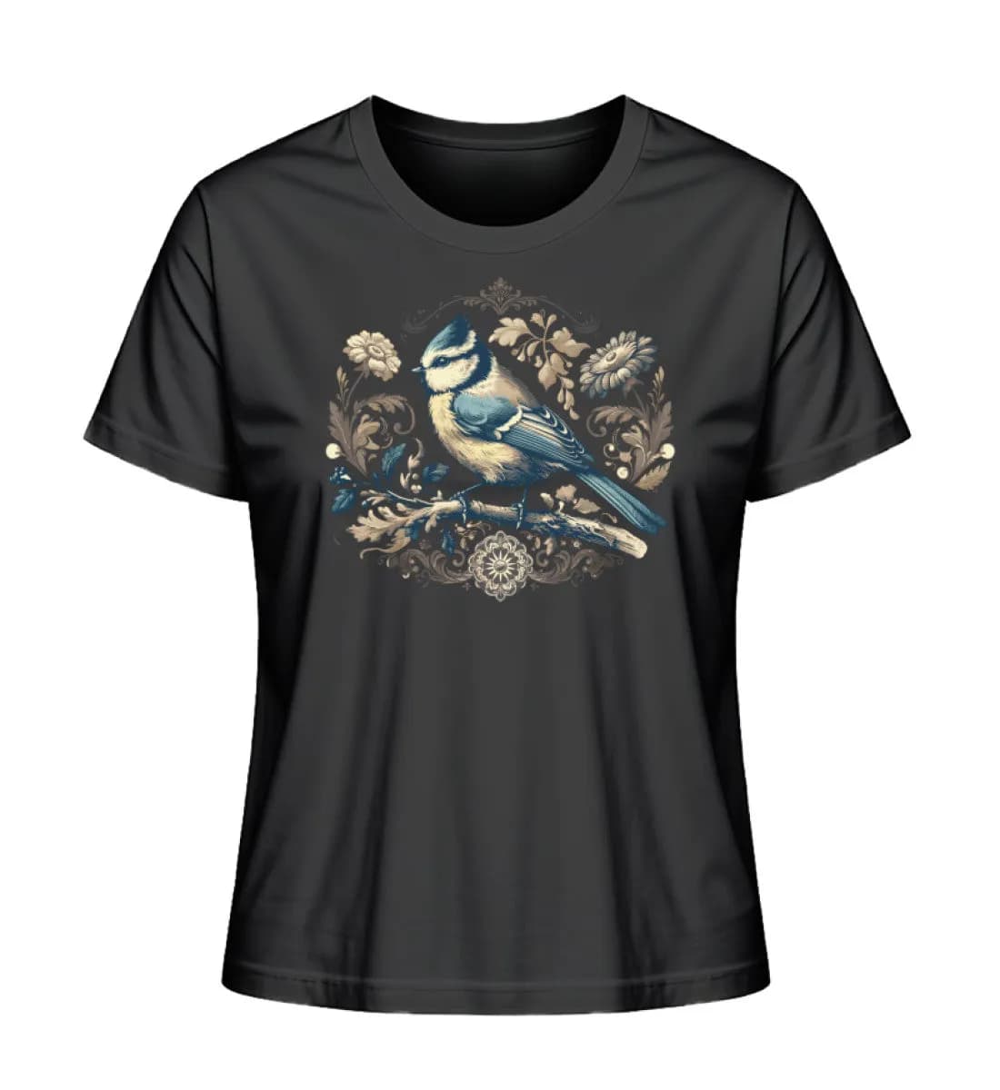 Blaumeise Retroblumen - Damen Premium Bio Shirt