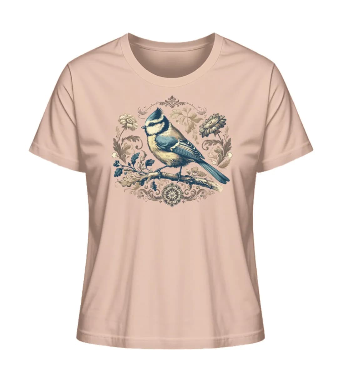 Blaumeise Retroblumen - Damen Premium Bio Shirt