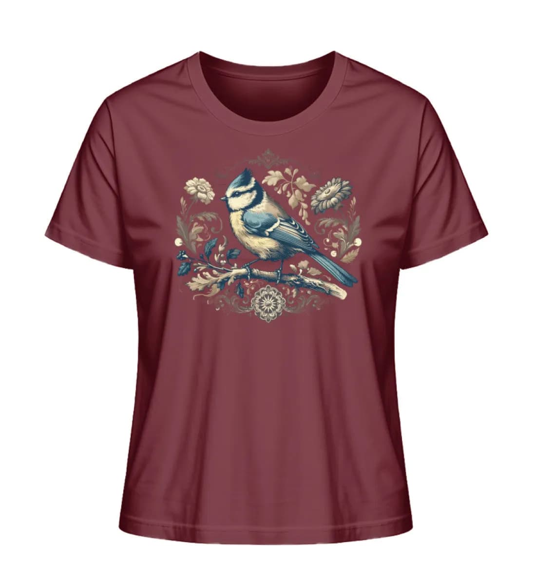 Blaumeise Retroblumen - Damen Premium Bio Shirt