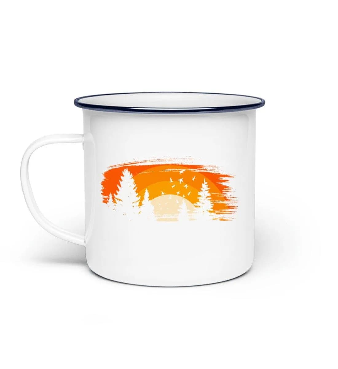 Wald mit Vögeln - Emaille Tasse