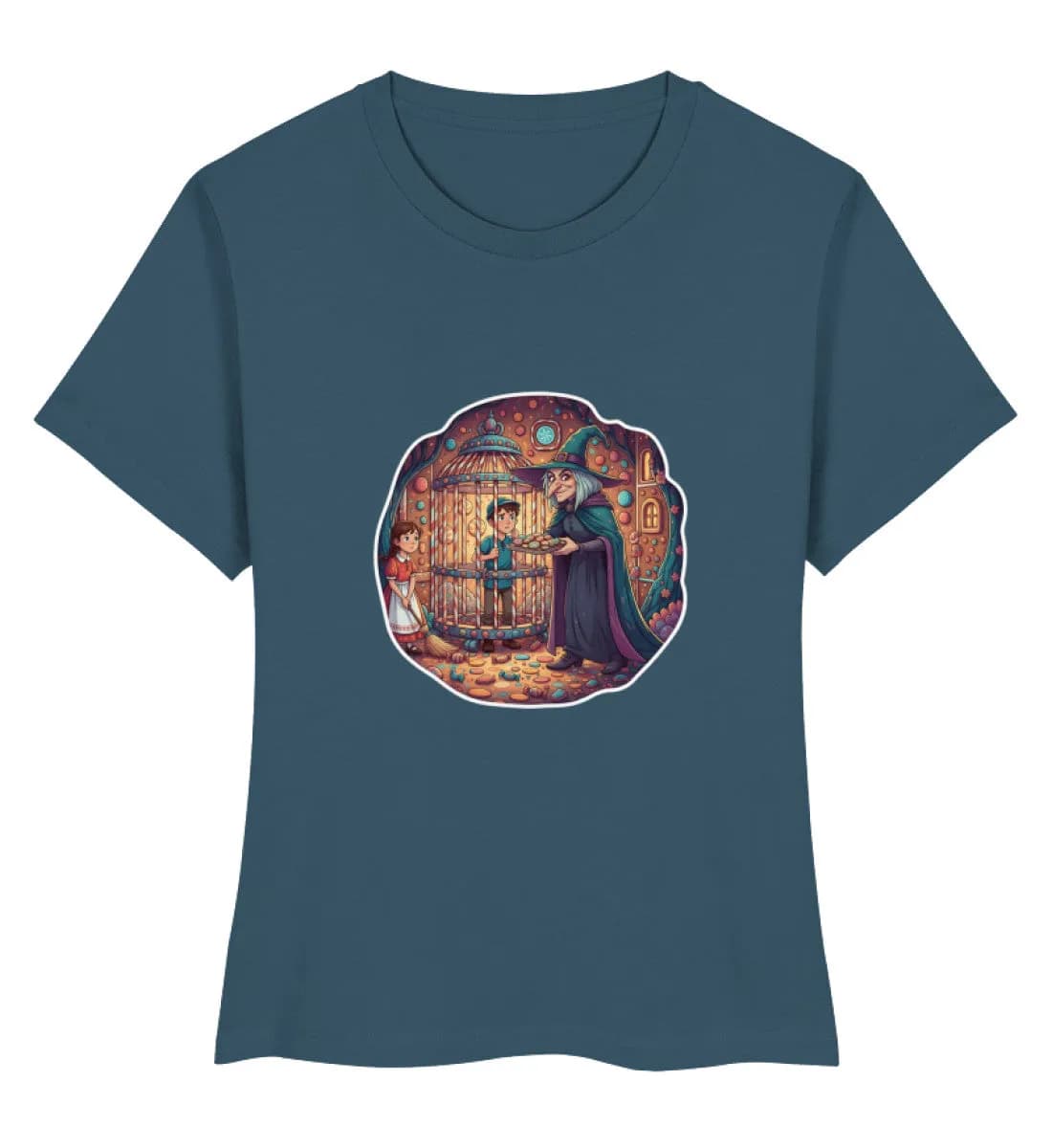 Hexe hat Hänsel und Gretel im Käfig gefangen - Damen Premium Bio Shirt