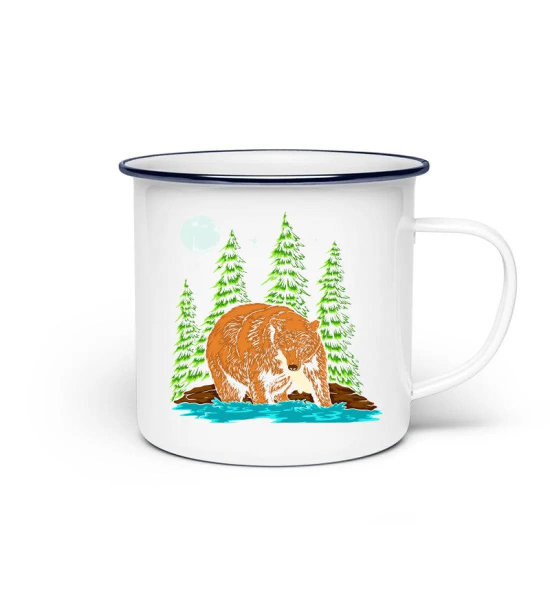 Bär fängt Fisch - Emaille Tasse