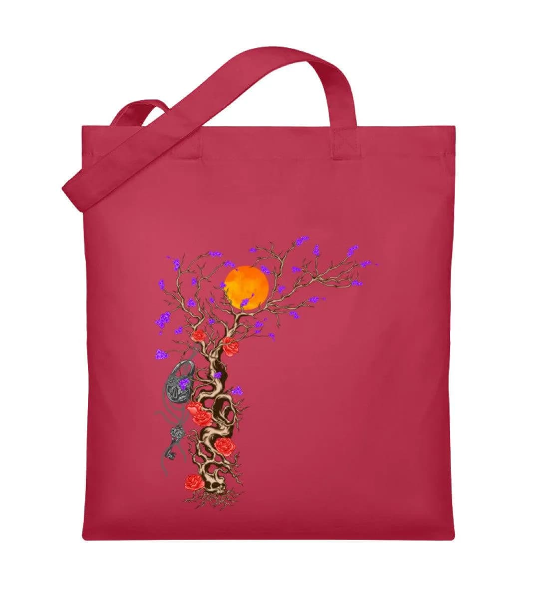 Padlock with roses - Organic Jutebeutel