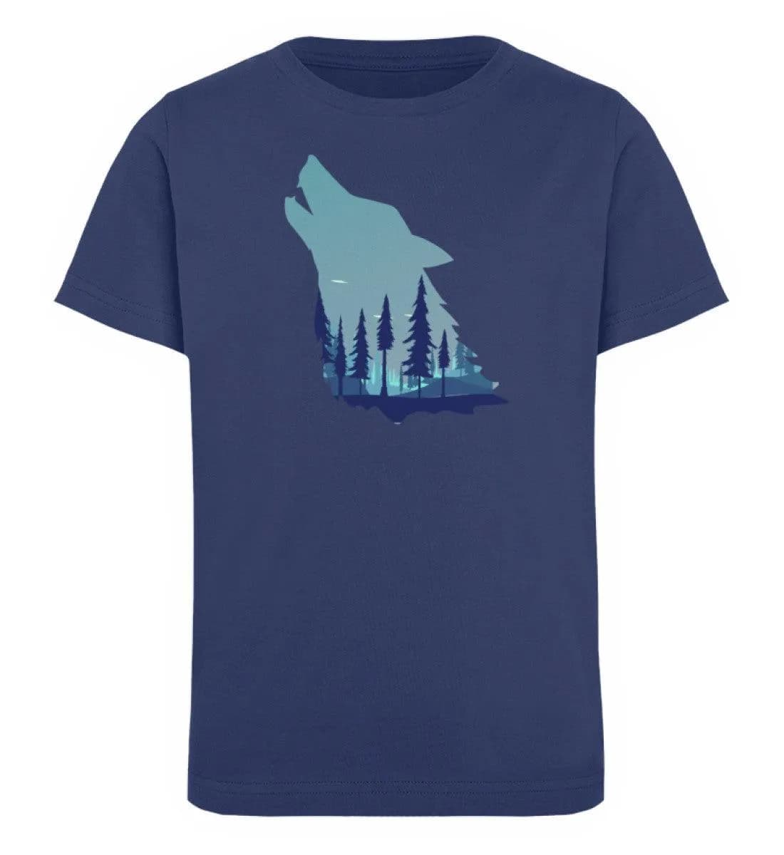 Heulender Wolf mit Wald - Kinder Bio T-Shirt