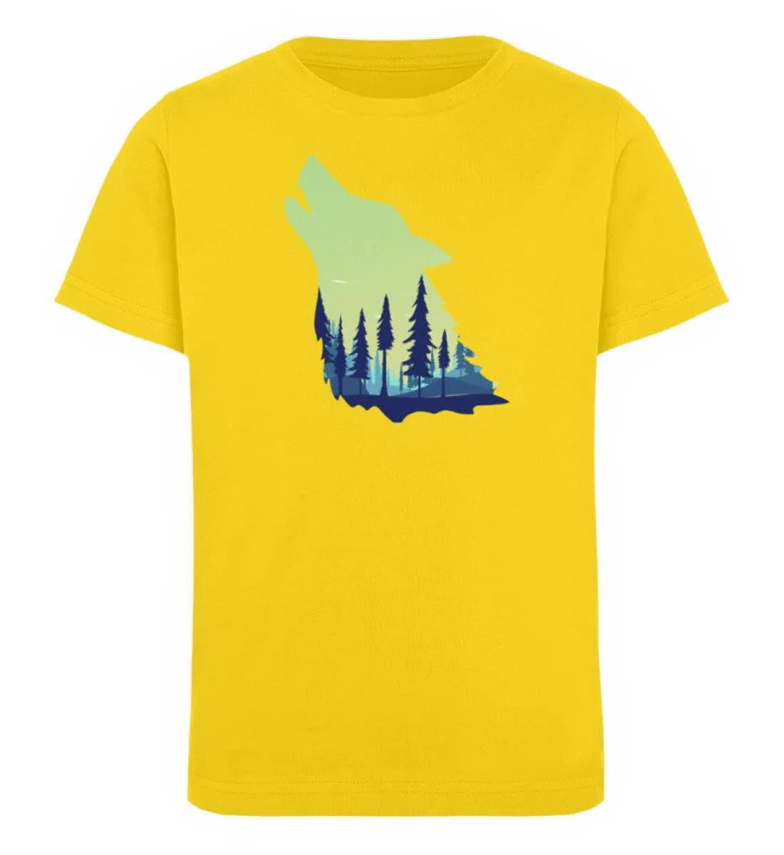 Heulender Wolf mit Wald - Kinder Bio T-Shirt