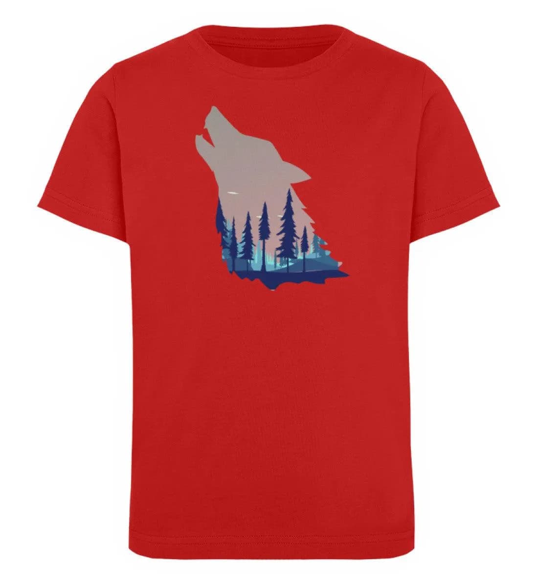 Heulender Wolf mit Wald - Kinder Bio T-Shirt