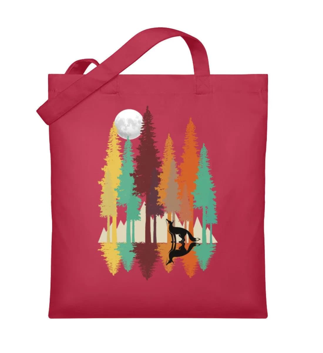 Fuchs im Wald mit Mond - Organic Jutebeutel