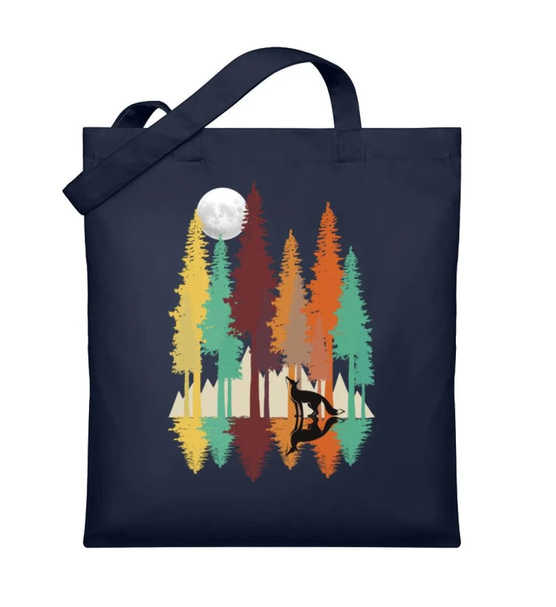 Fuchs im Wald mit Mond - Organic Jutebeutel