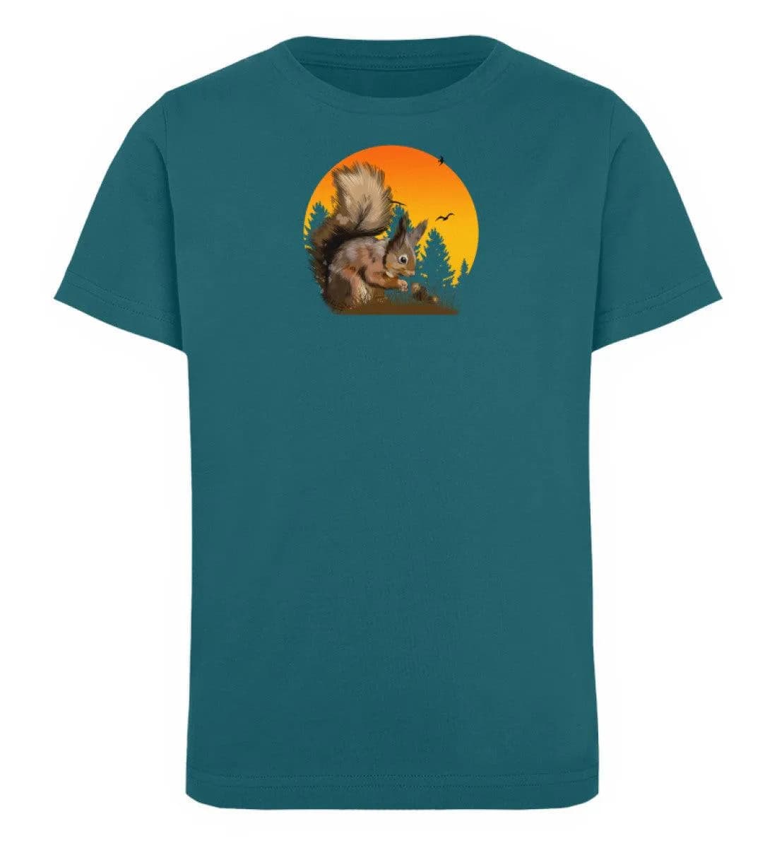 Eichhörnchen im Sonnenuntergang - Kinder Bio T-Shirt