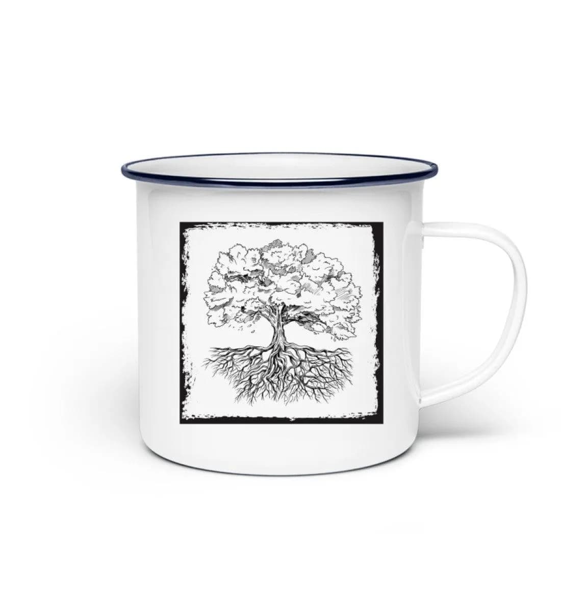 Baum im Rahmen - Emaille Tasse