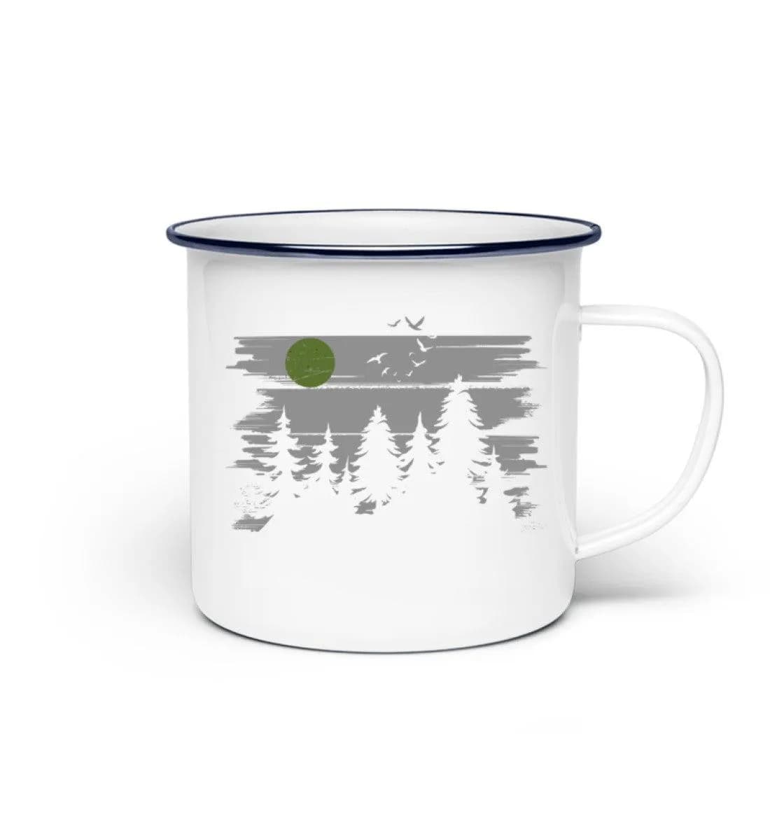 Wald mit Vollmond - Emaille Tasse