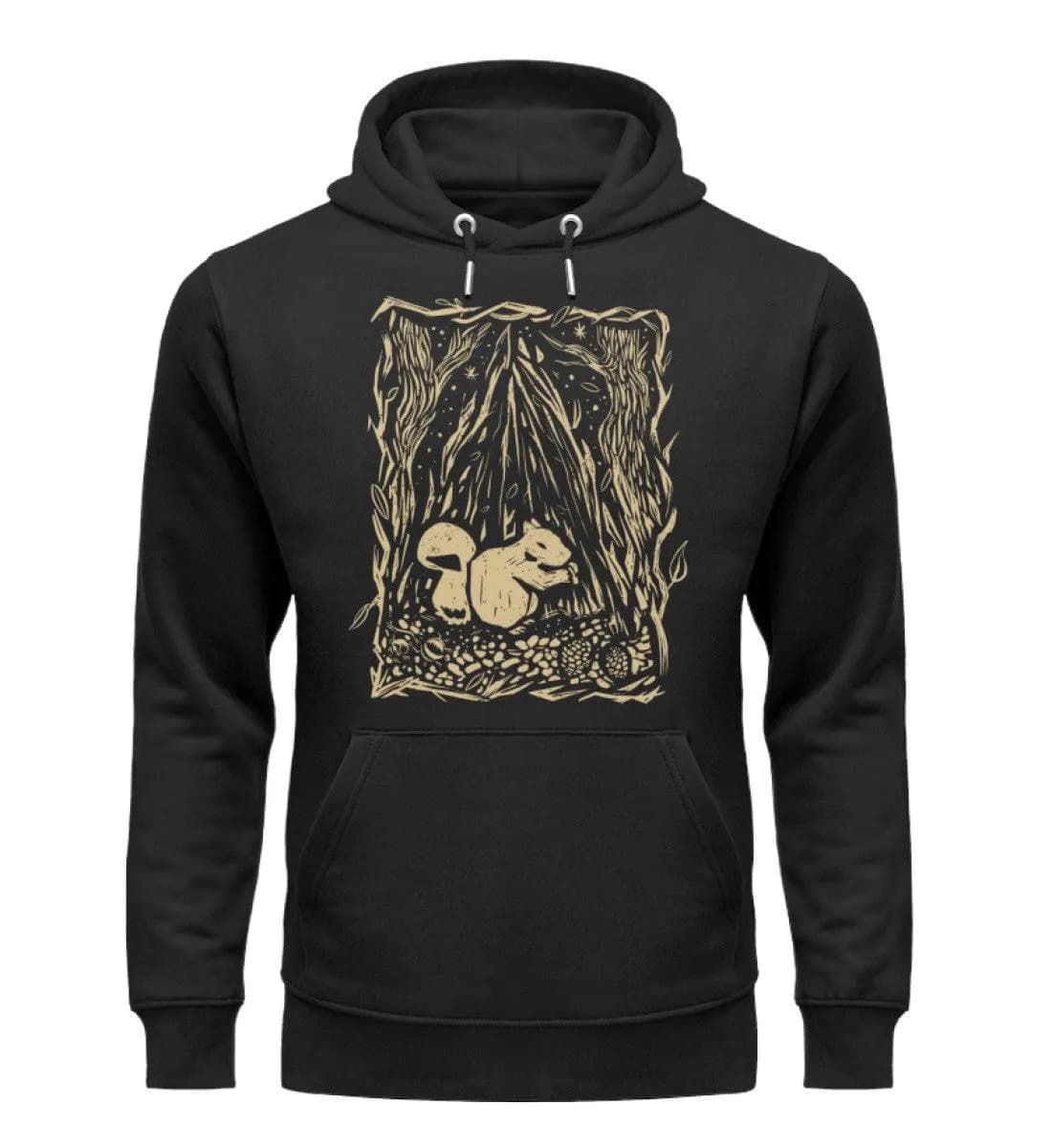 Eichhörnchen im Wald Linolart - Unisex Premium Bio Hoodie