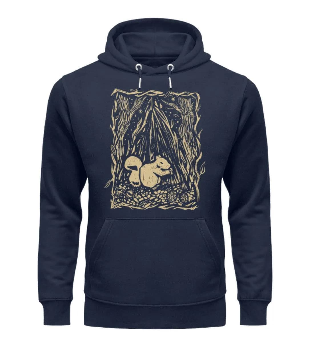 Eichhörnchen im Wald Linolart - Unisex Premium Bio Hoodie