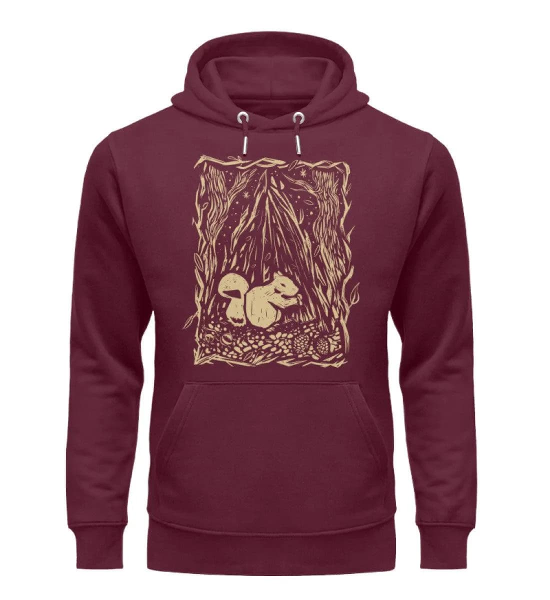 Eichhörnchen im Wald Linolart - Unisex Premium Bio Hoodie