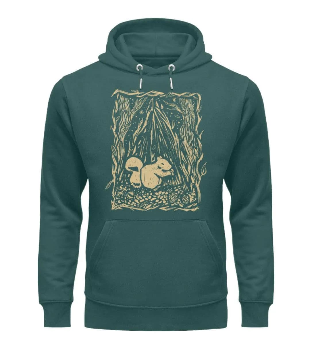 Eichhoernchen Im Wald Linolart - Unisex Premium Bio Hoodie
