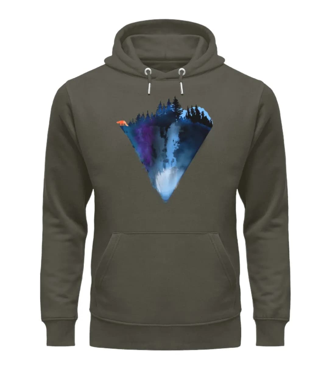 Dreiecksberg mit Fuchs - Unisex Premium Bio Hoodie