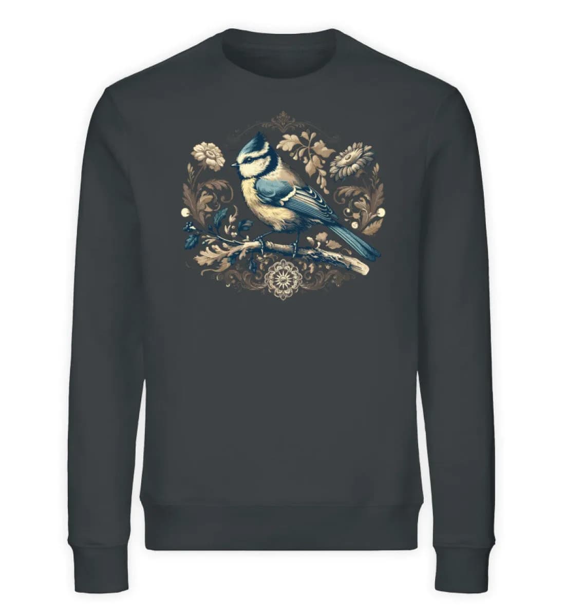 Blaumeise Retroblumen - Unisex Bio Sweatshirt